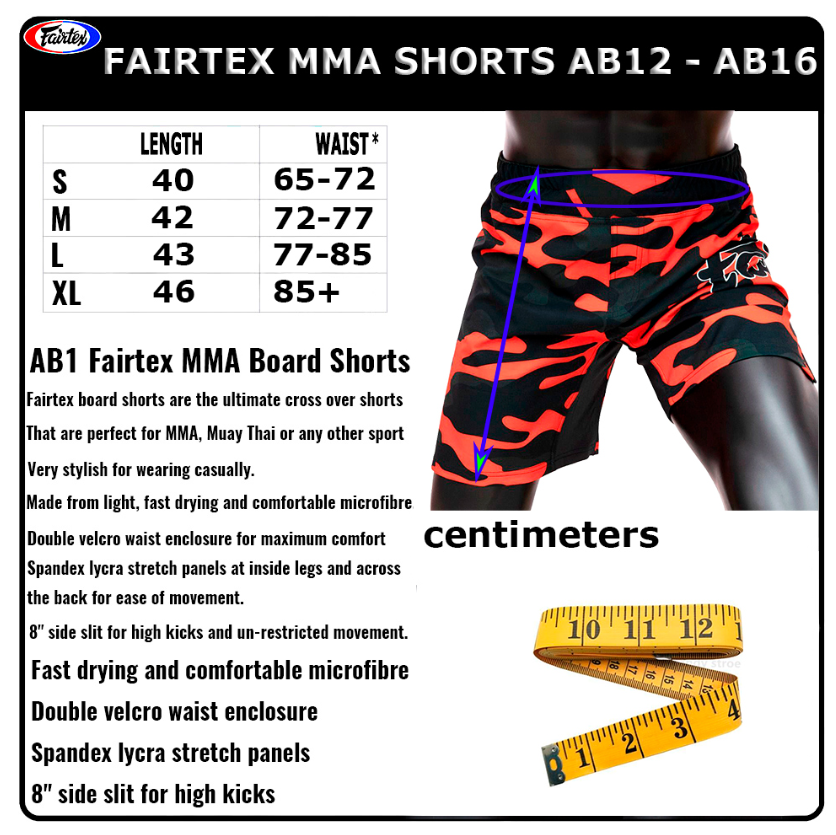 Fairtex MMA Shorts AB12 Board Burn Fight