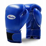 Winning Boxing Gloves Blue Velcro Training Sparring Gloves Hook Loop